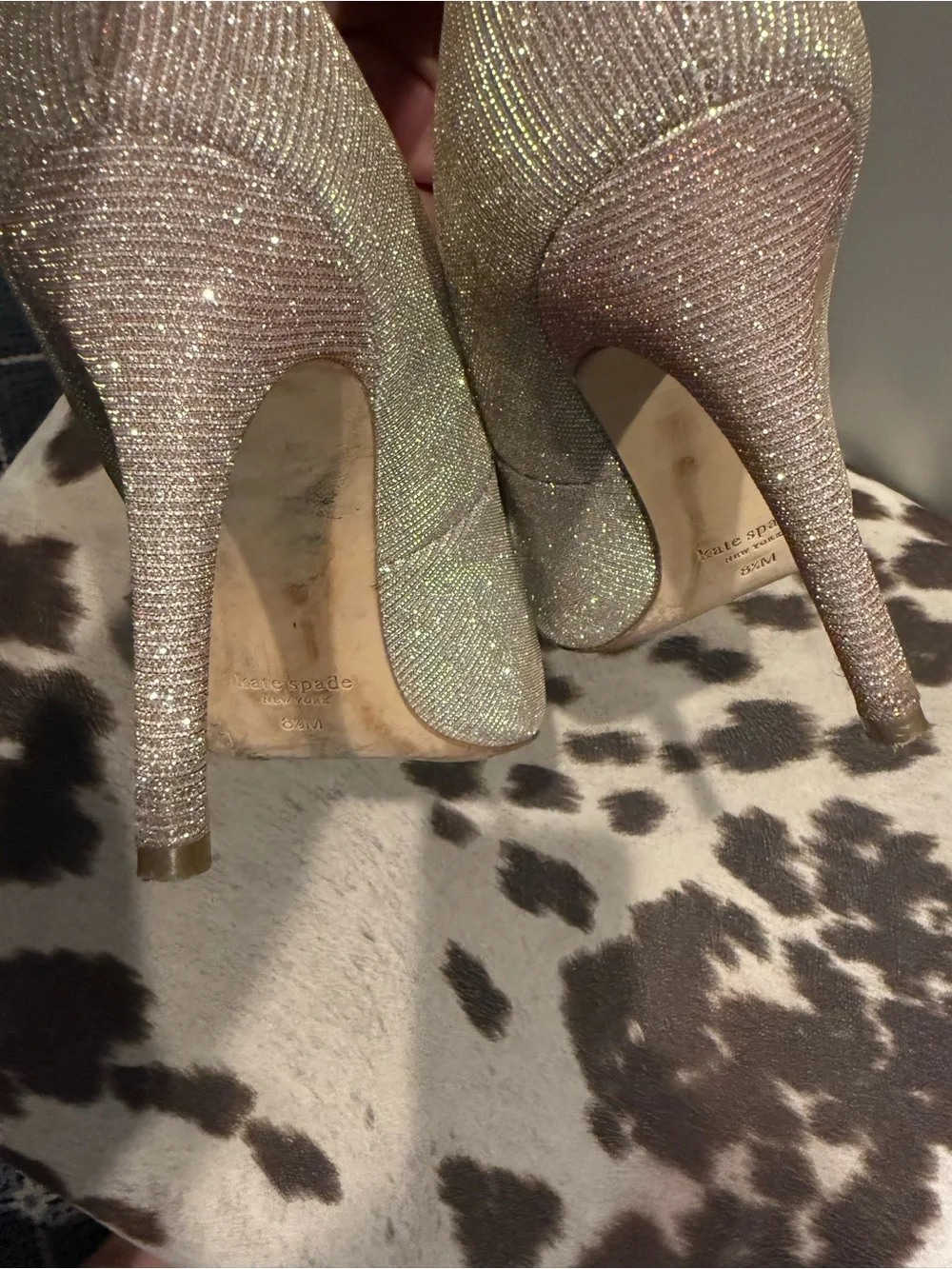 kate spade Glitter Pointed-Toe Pumps in Rose Gold Sparkle
